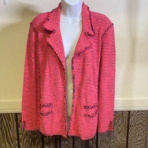 Pink Textured Open Blazer